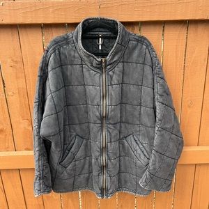 Free People Dolman Quilted Knit Jacket Oversized Front Zip Long Sleeve Sz XL